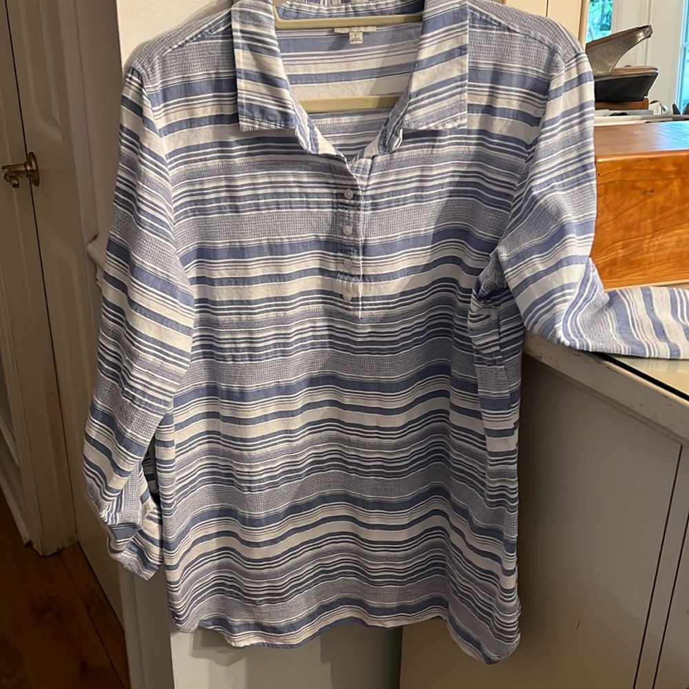 Talbots Striped Cotton Tunic Top EEEUC